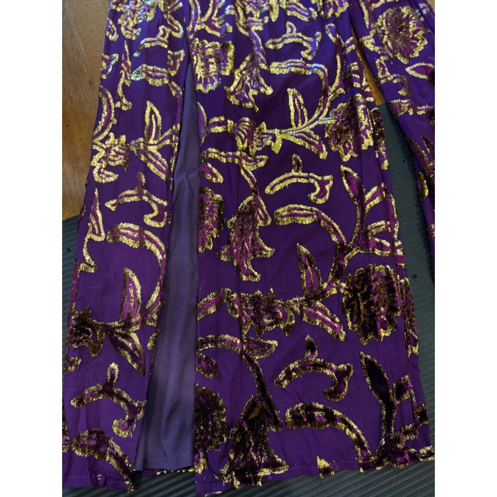 One Shoulder gown in Purple and Gold